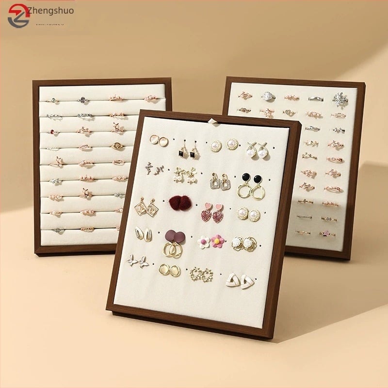 Držač za nakit za prstenje i naušnice – drvo, kvadratni dizajn, jednoslojni, spojna konstrukcija