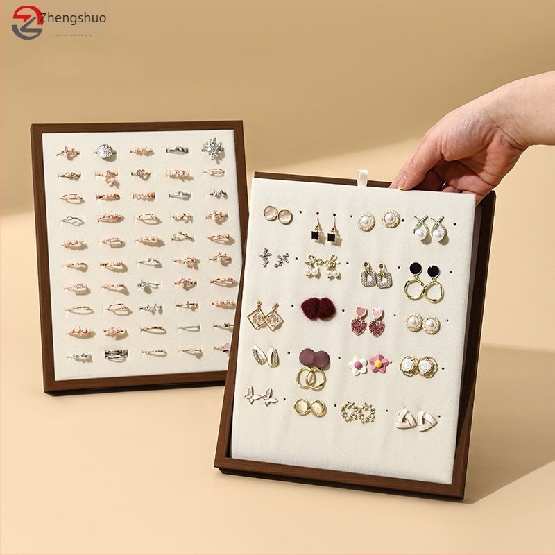 Držač za nakit za prstenje i naušnice – drvo, kvadratni dizajn, jednoslojni, spojna konstrukcija