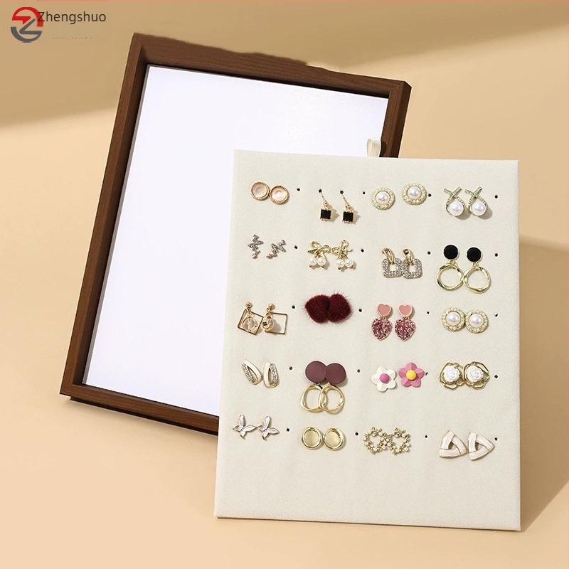 Držač za nakit za prstenje i naušnice – drvo, kvadratni dizajn, jednoslojni, spojna konstrukcija