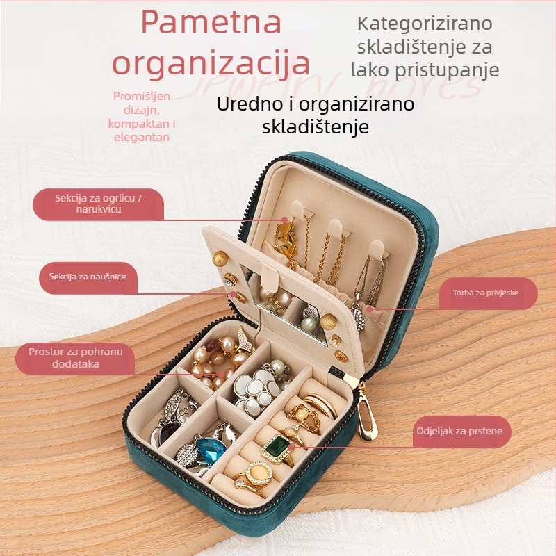 Prenosna kutija za nakit od baršuna za naušnice i prstenje, kutija za nakit od flanelne tkanine, Dongguan, Kina, kartonsko maloprodajno pakiranje