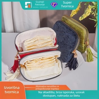 Torba za pohranu nakita s privjeskom i zatvaračem, velika kapaciteta, baršunasti dvostruki sloj