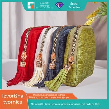 Torba za pohranu nakita s privjeskom i zatvaračem, velika kapaciteta, baršunasti dvostruki sloj