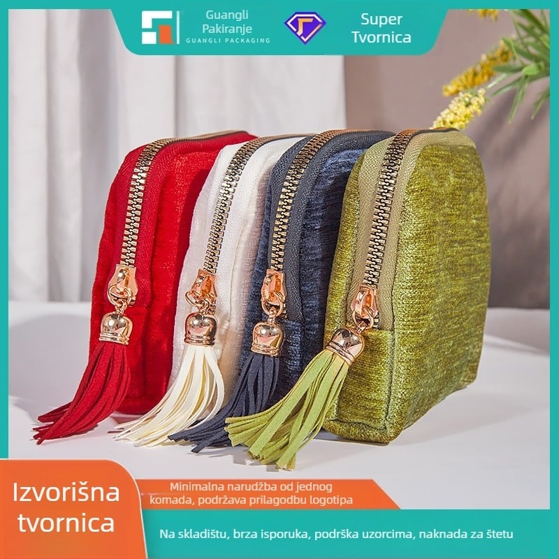 Torba za pohranu nakita s privjeskom i zatvaračem, velika kapaciteta, baršunasti dvostruki sloj