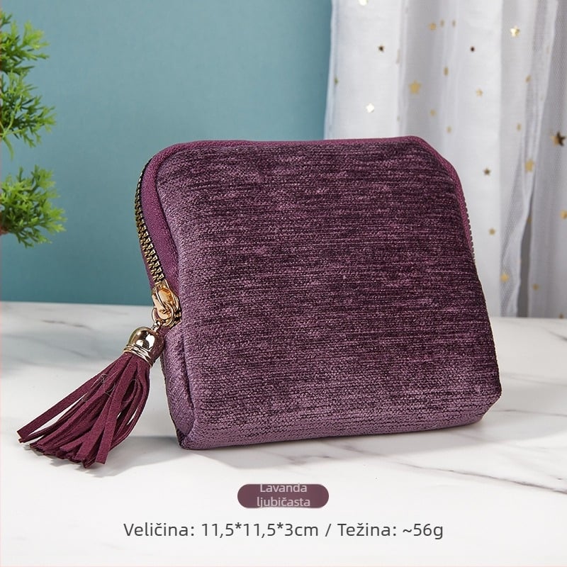 Torba za pohranu nakita s privjeskom i zatvaračem, velika kapaciteta, baršunasti dvostruki sloj