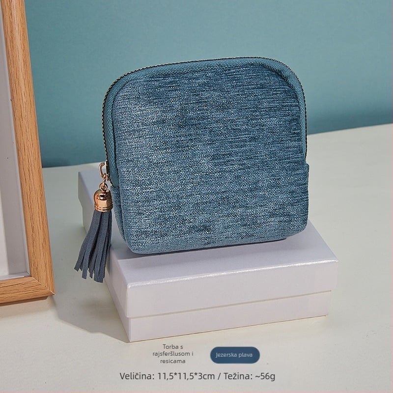 Torba za pohranu nakita s privjeskom i zatvaračem, velika kapaciteta, baršunasti dvostruki sloj