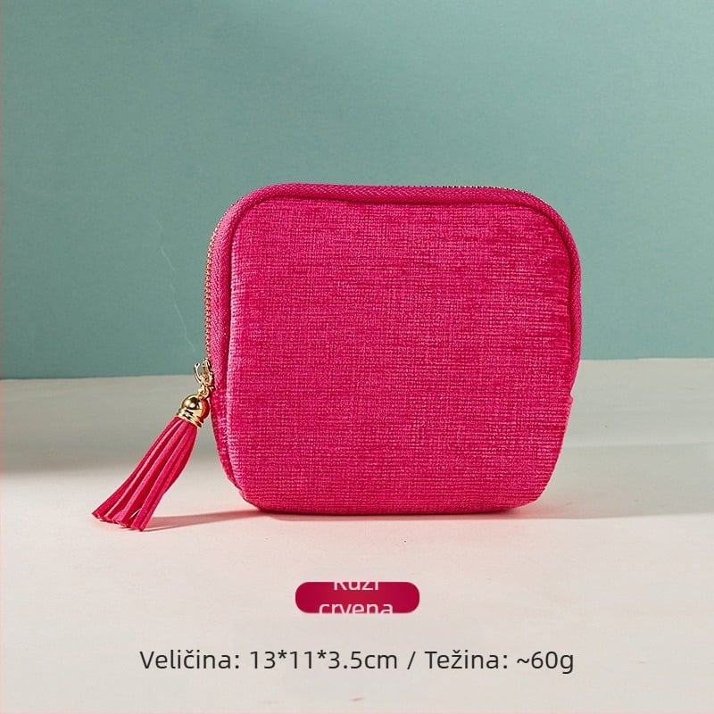 Torba za pohranu nakita s privjeskom i zatvaračem, velika kapaciteta, baršunasti dvostruki sloj