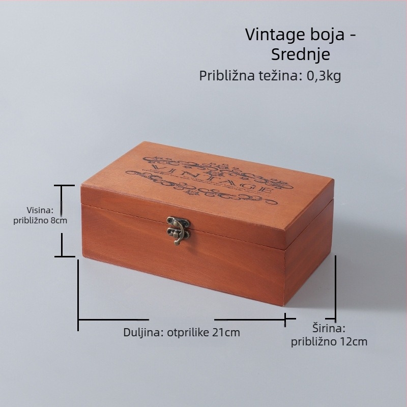 Stolna kutija za pohranu - drvena, otporna na prašinu, prugasti uzorak, kapacitet 1 L, novi kineski stil