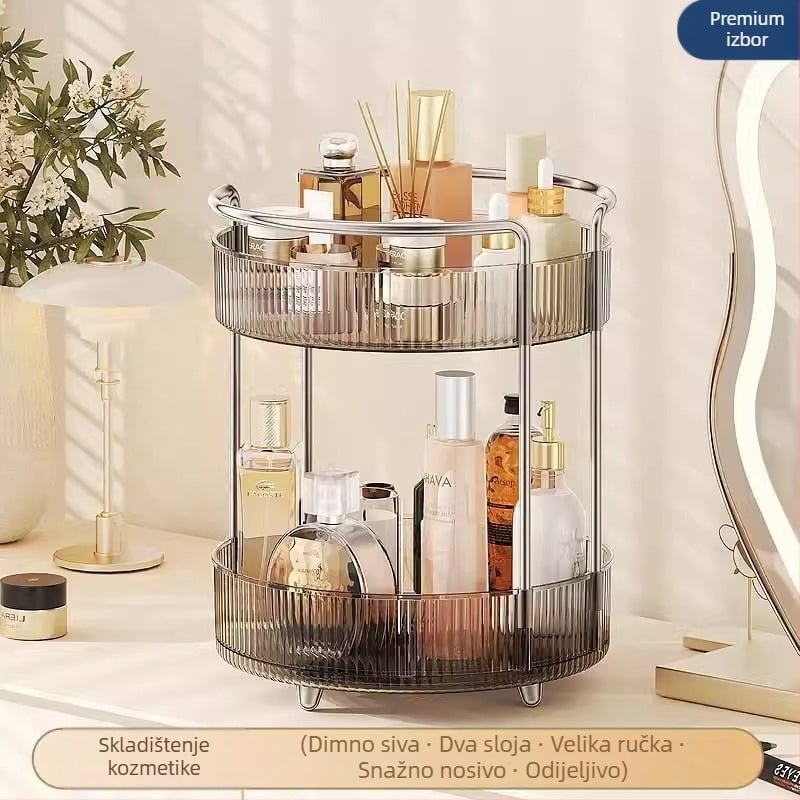 Okretni kozmetički organizator za stol – plastični, bez bušenja, moderni minimalistički dizajn