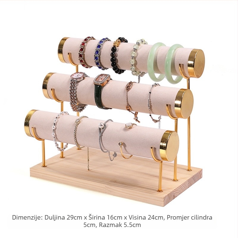 Drveni troetažni stalak za narukvice, korak dizajn, organizator nakita