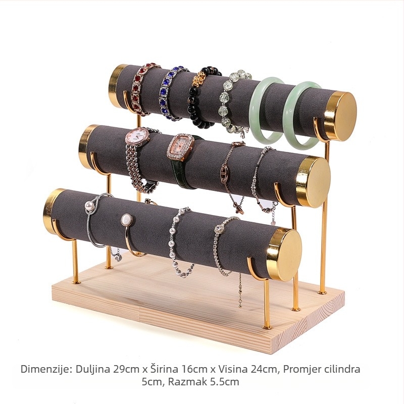 Drveni troetažni stalak za narukvice, korak dizajn, organizator nakita