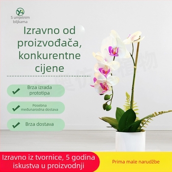 Phalaenopsis umjetna orhideja u mekanom PVC-u, 3D izgled, dekorativni lonac za dnevni boravak, vjenčanja i rekviziti za fotografiranje