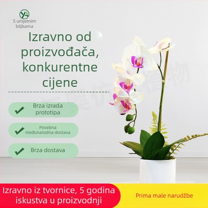 Phalaenopsis umjetna orhideja u mekanom PVC-u, 3D izgled, dekorativni lonac za dnevni boravak, vjenčanja i rekviziti za fotografiranje