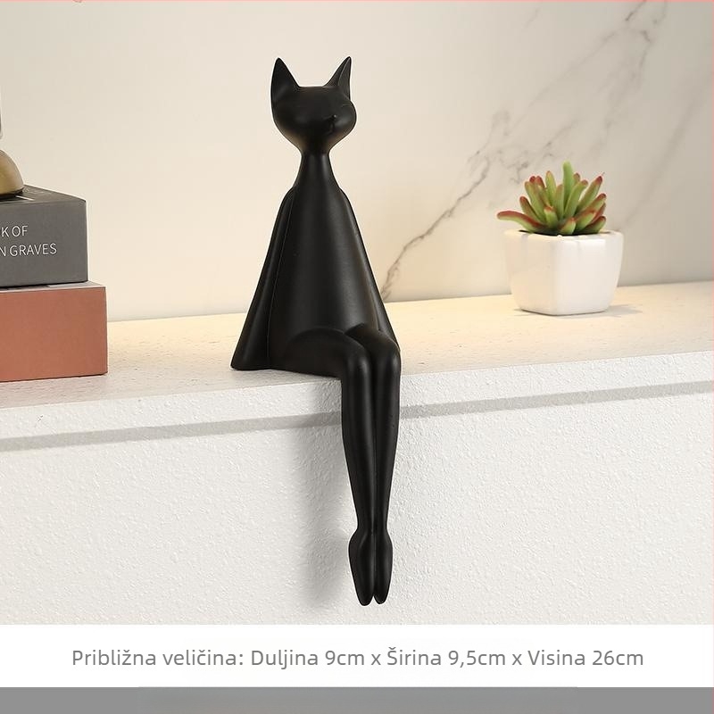 Buck marka Maneki-neko mačja figurica - od smole, karikatura stil, sjedeći položaj, za izlaganje u dnevnom boravku na TV ormariću ili polici