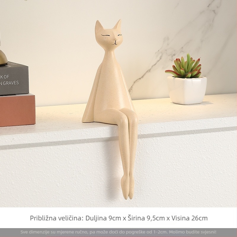 Buck marka Maneki-neko mačja figurica - od smole, karikatura stil, sjedeći položaj, za izlaganje u dnevnom boravku na TV ormariću ili polici
