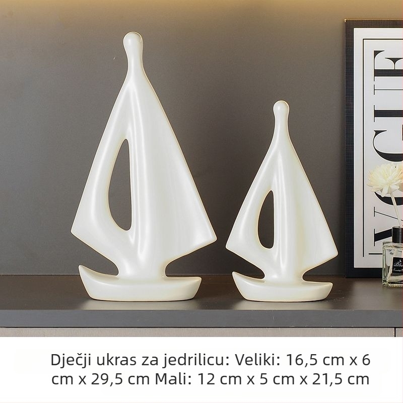 Keramički model jedrilice, jednostavan i moderan stil, elektroplatinirano završavanje, poklon za rođendan razrednom kolegi