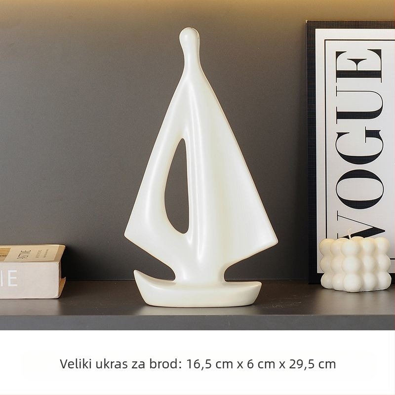 Keramički model jedrilice, jednostavan i moderan stil, elektroplatinirano završavanje, poklon za rođendan razrednom kolegi