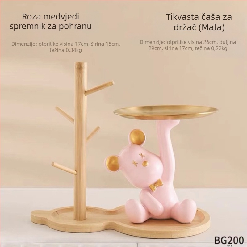 Ukrasni stolni tanjur s motivom medvjeda, od smole, za dnevni boravak i skladištenje