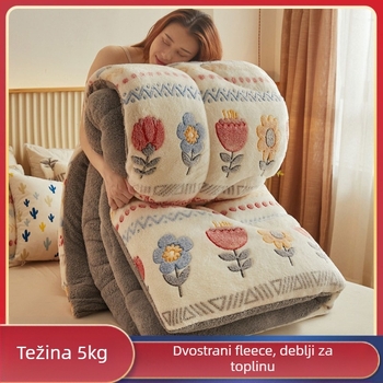 Zimski dvostrani pokrivač od ovčjeg veluraja sa motivima Snowflake i Milk Velvet, težina 3,5–4 kg, punilo: kemijska vlakna, prilagodba dostupna