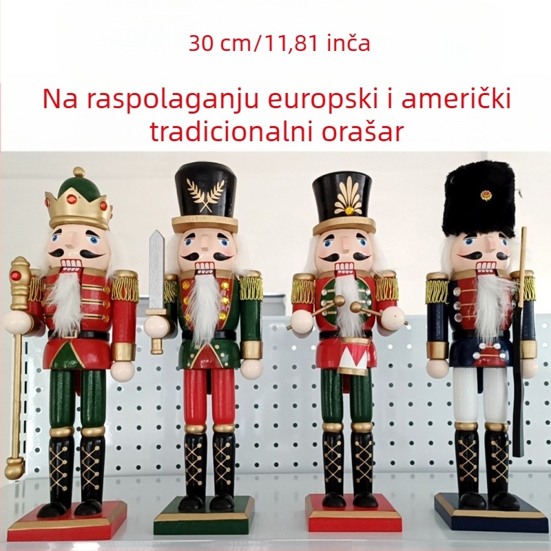 Drveni Nutcracker 30 cm – kraljevski vojnik, božićni ukras