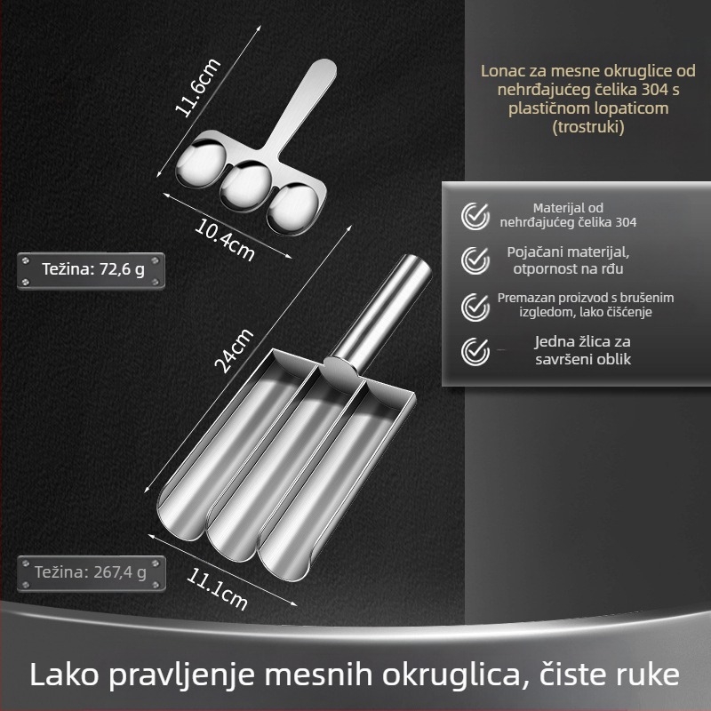 Wogang trodijelni set od 304 nehrđajućeg čelika za kućnu upotrebu; kalupi za riblje kuglice, kuglice od škampi i rižine kuglice; moderan minimalistički dizajn; predstavljen 2023.