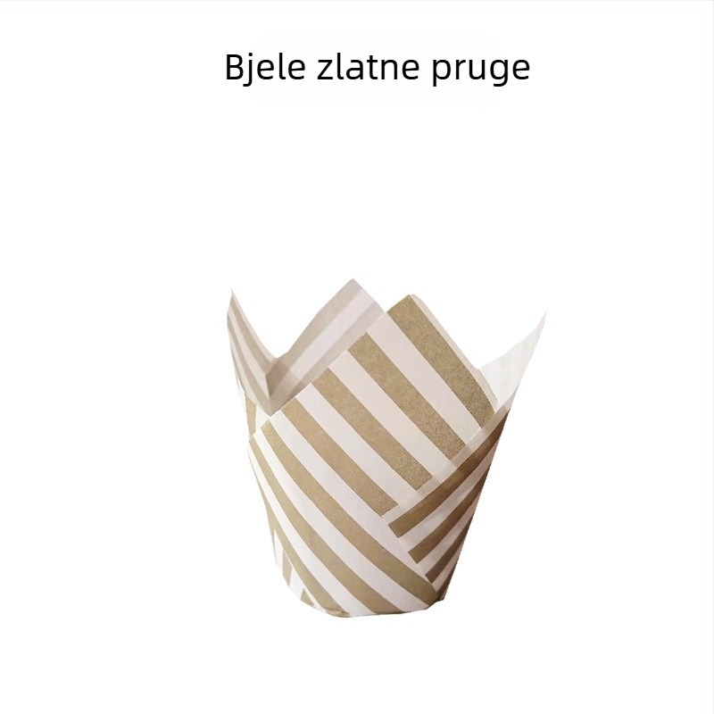 LIFETALK Tulip oblik muffin papirnih košarica za pečenje, otporne na masnoću (greaseproof), otporne na visoke temperature, 40 g/m², 200 komada