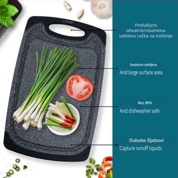 Set od tri plastične daske za rezanje s mramornim uzorkom, dvostrane, protuklizne, debelog dizajna