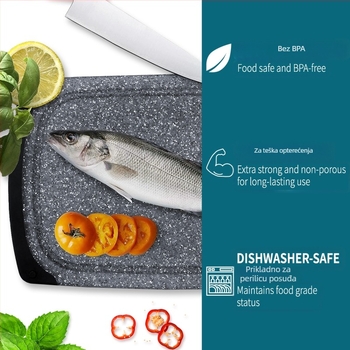Set od tri plastične daske za rezanje s mramornim uzorkom, dvostrane, protuklizne, debelog dizajna