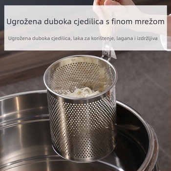 Nehrđajući čelični koš za prženje i cjedilo za rezance – protuklizni, zaštita od opeklina, moderan stil jednostavnosti