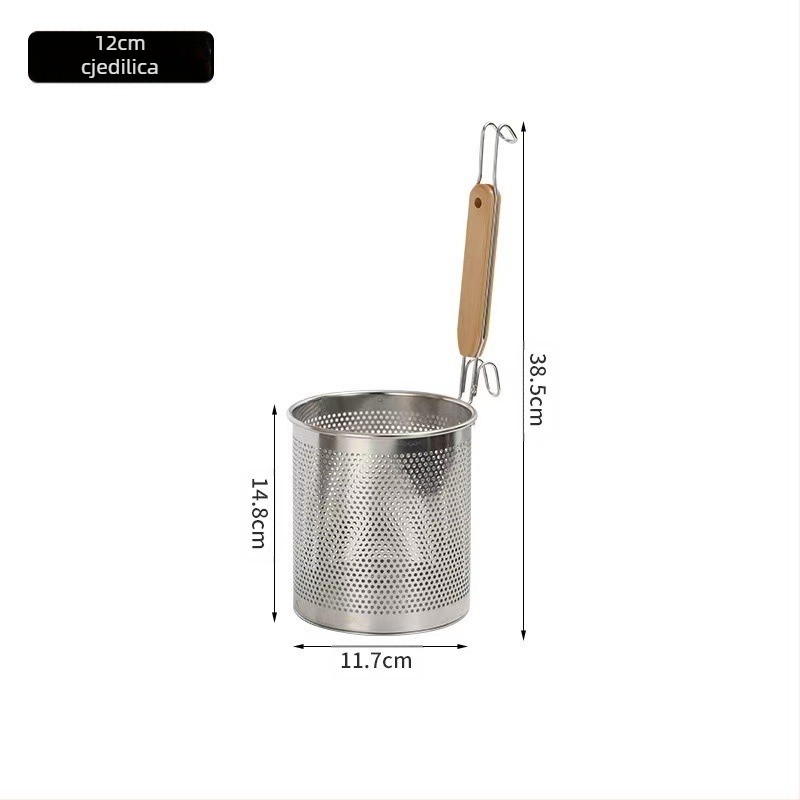 Nehrđajući čelični koš za prženje i cjedilo za rezance – protuklizni, zaštita od opeklina, moderan stil jednostavnosti