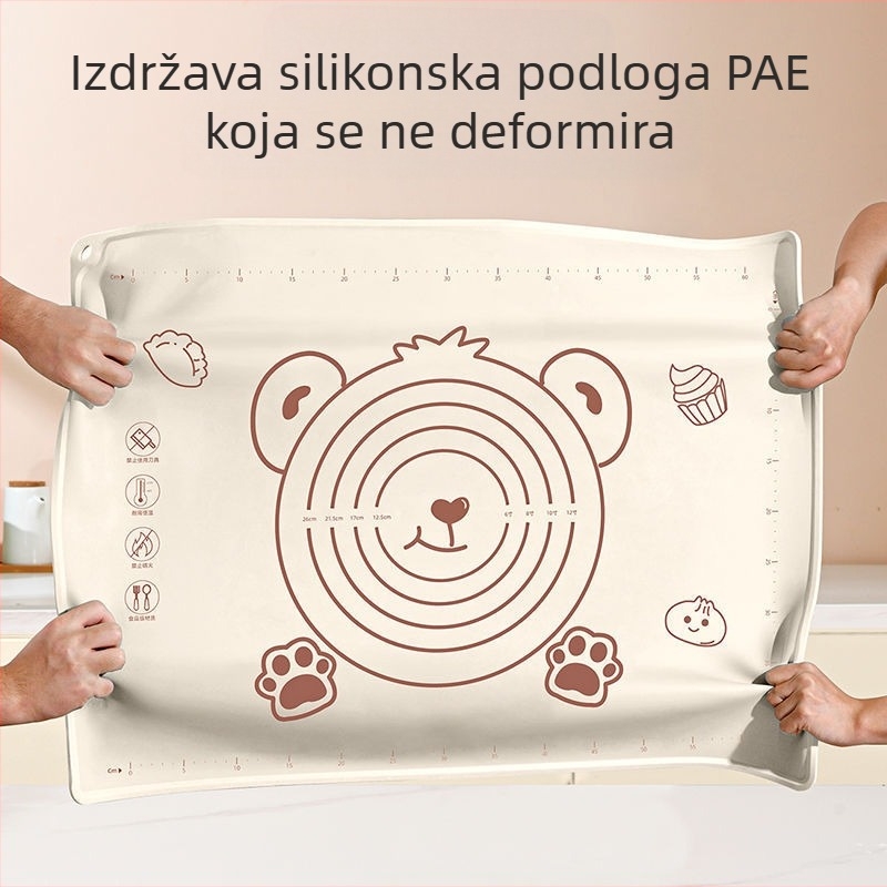 Silikonska podloga za tijesto s motivom medvjeda, debela, prehrambena kvaliteta za kuhinju