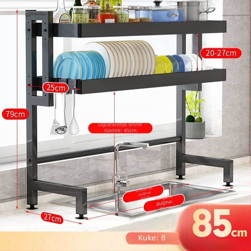 Višeslojni odvlažni stalak za kuhinjsku sudoperu – prašno otporno skladištenje posuđa, Ferroalloy, Yingxinyi, serija Draining storage rack, proljeće 2022