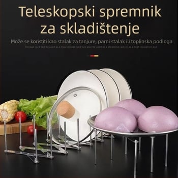 Stalak za suđe od nehrđajućeg čelika, teleskopski podesiv – sklopiv, višestruka namjena