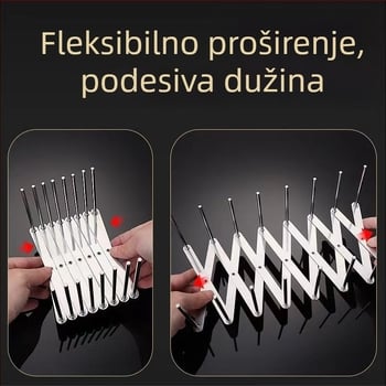 Stalak za suđe od nehrđajućeg čelika, teleskopski podesiv – sklopiv, višestruka namjena