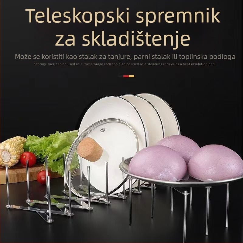 Stalak za suđe od nehrđajućeg čelika, teleskopski podesiv – sklopiv, višestruka namjena