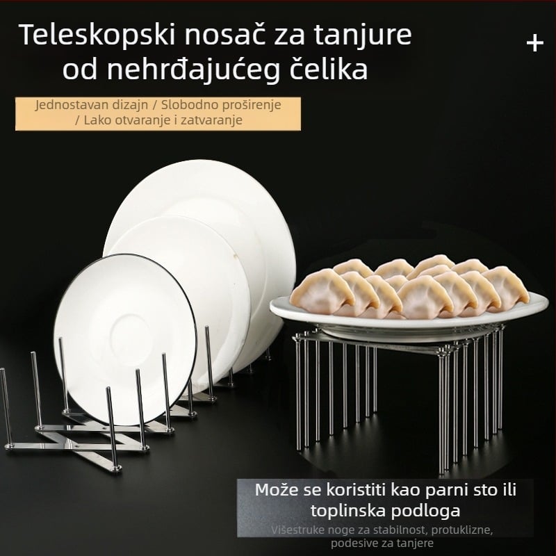 Stalak za suđe od nehrđajućeg čelika, teleskopski podesiv – sklopiv, višestruka namjena