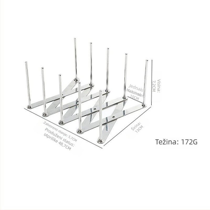 Stalak za suđe od nehrđajućeg čelika, teleskopski podesiv – sklopiv, višestruka namjena