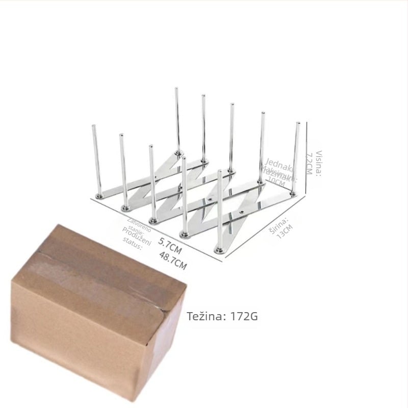 Stalak za suđe od nehrđajućeg čelika, teleskopski podesiv – sklopiv, višestruka namjena