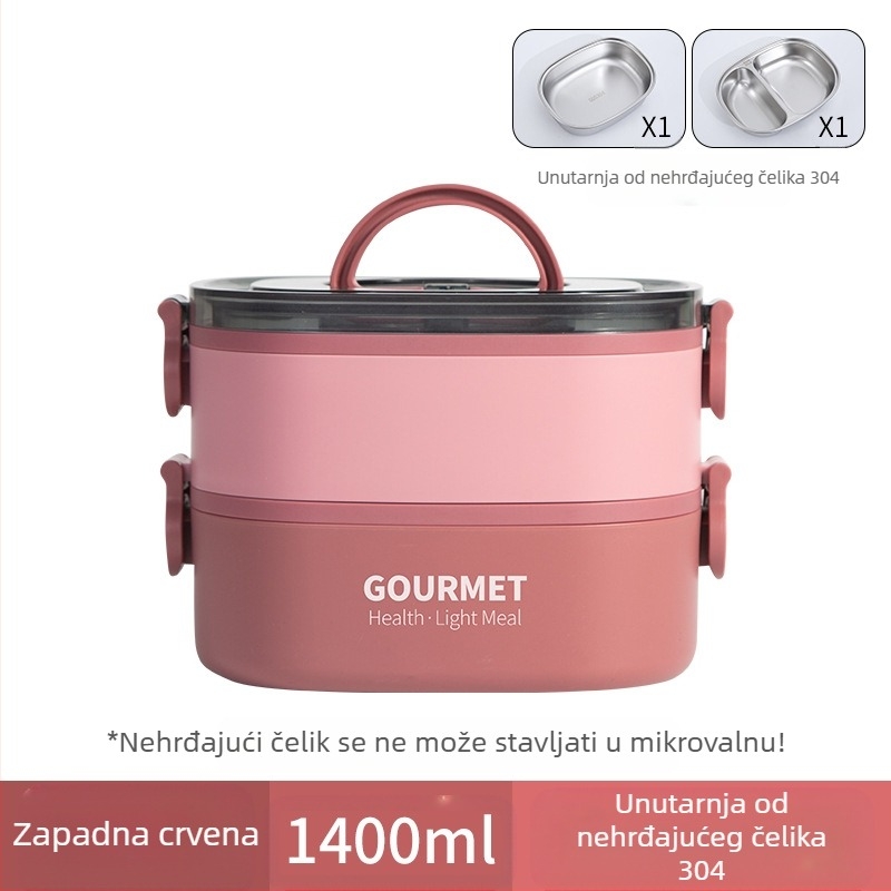 Plastična kutija za ručak, trostruko izolirana, četvrtastog oblika, kapacitet 0.8–2 L, nije pogodna za mikrovalnu pećnicu.