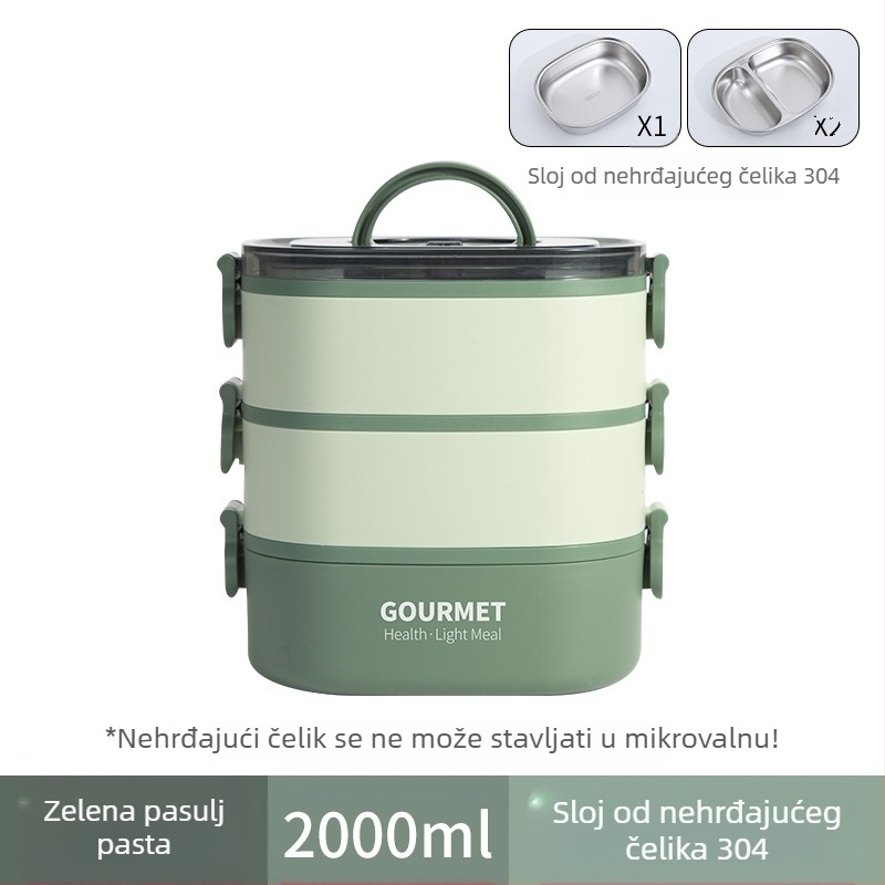 Plastična kutija za ručak, trostruko izolirana, četvrtastog oblika, kapacitet 0.8–2 L, nije pogodna za mikrovalnu pećnicu.