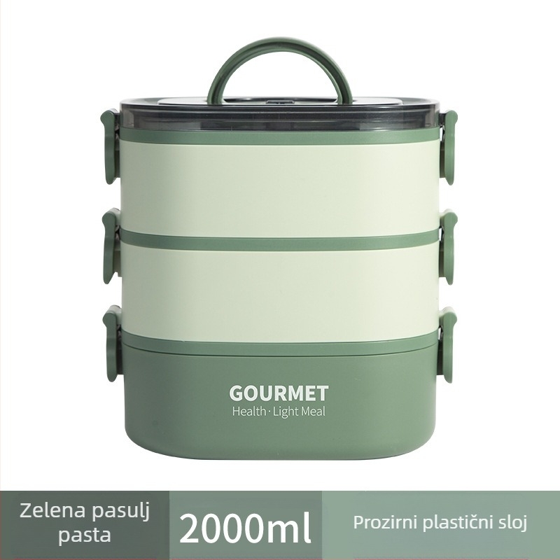 Plastična kutija za ručak, trostruko izolirana, četvrtastog oblika, kapacitet 0.8–2 L, nije pogodna za mikrovalnu pećnicu.