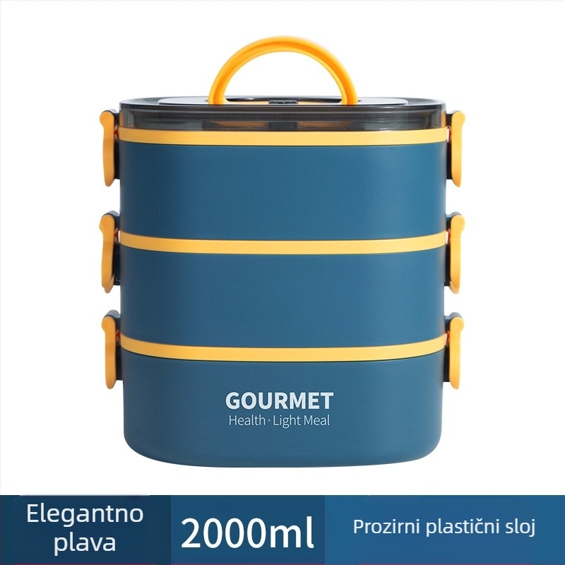 Plastična kutija za ručak, trostruko izolirana, četvrtastog oblika, kapacitet 0.8–2 L, nije pogodna za mikrovalnu pećnicu.