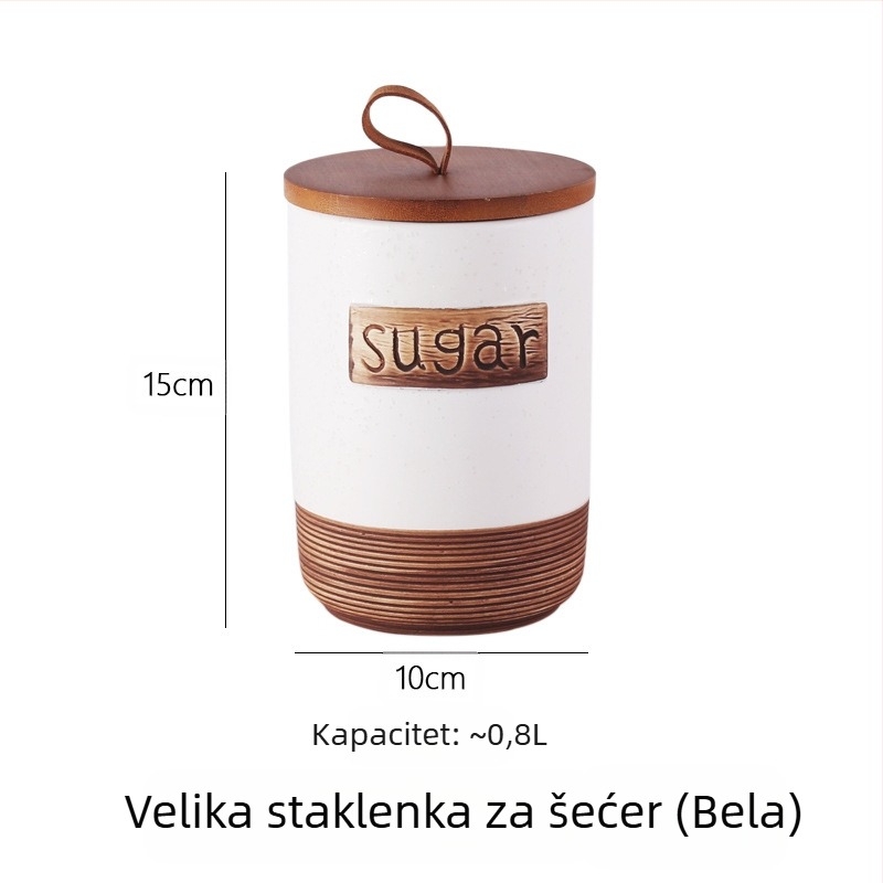 Keramički stak za zrna kave s hermetičkim zatvaranjem otporan na vlagu i prašinu, kapacitet 800–1000 ml, prehrambene kvalitete, okruglog oblika, prilagodljivo