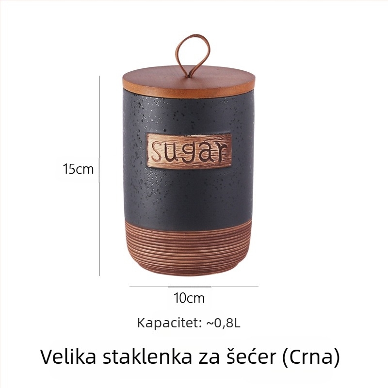 Keramički stak za zrna kave s hermetičkim zatvaranjem otporan na vlagu i prašinu, kapacitet 800–1000 ml, prehrambene kvalitete, okruglog oblika, prilagodljivo