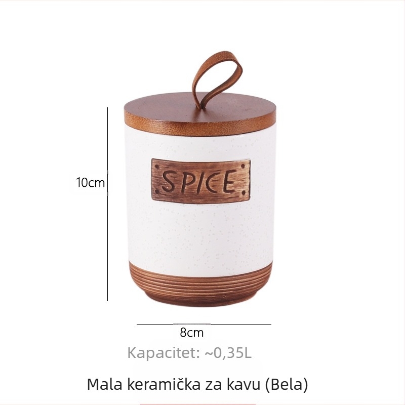 Keramički stak za zrna kave s hermetičkim zatvaranjem otporan na vlagu i prašinu, kapacitet 800–1000 ml, prehrambene kvalitete, okruglog oblika, prilagodljivo