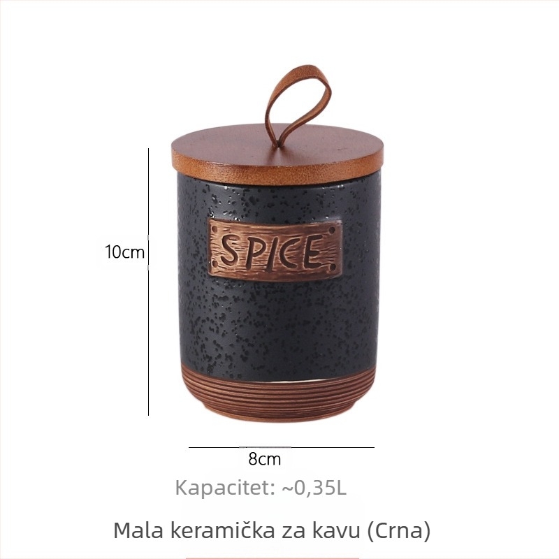 Keramički stak za zrna kave s hermetičkim zatvaranjem otporan na vlagu i prašinu, kapacitet 800–1000 ml, prehrambene kvalitete, okruglog oblika, prilagodljivo
