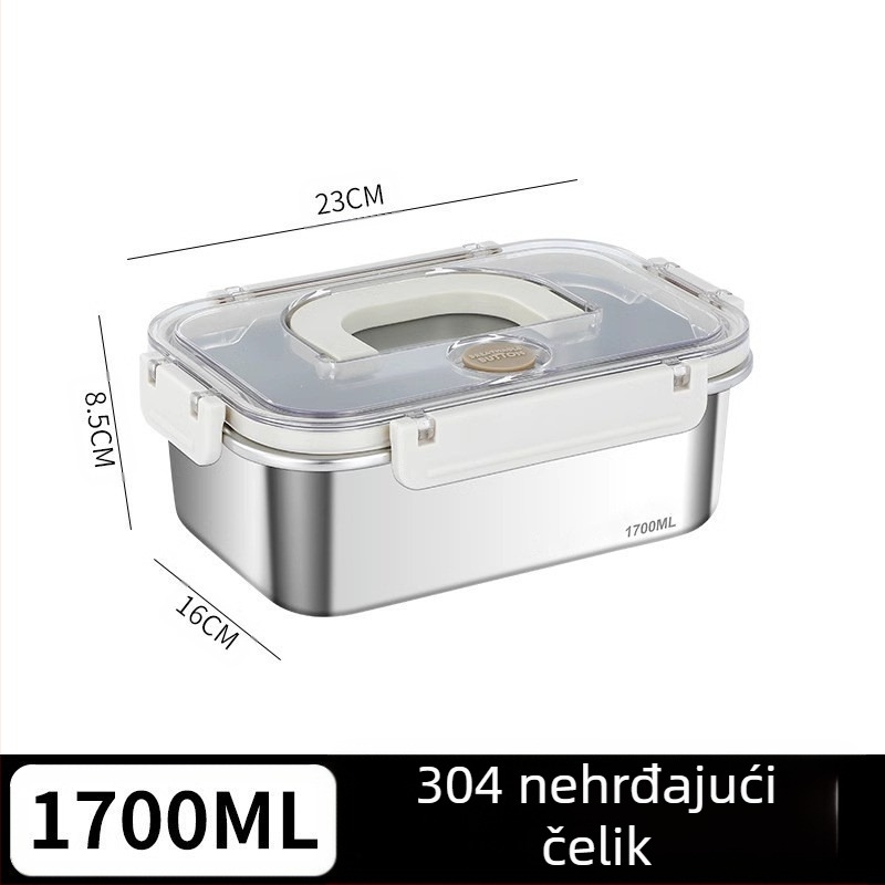 Pravokutna kutija za hranu od 316 nehrđajućeg čelika, prehrambene klase, zatvoren poklopcem, prijenosna, 800–1000 ml