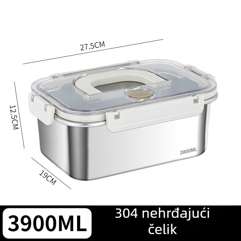 Pravokutna kutija za hranu od 316 nehrđajućeg čelika, prehrambene klase, zatvoren poklopcem, prijenosna, 800–1000 ml