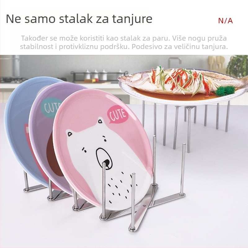 Stalak od nehrđajućeg čelika za posude i poklopce — sklopiv, višenamjenski, pomičan, bez montaže, za kuhinju i restoran