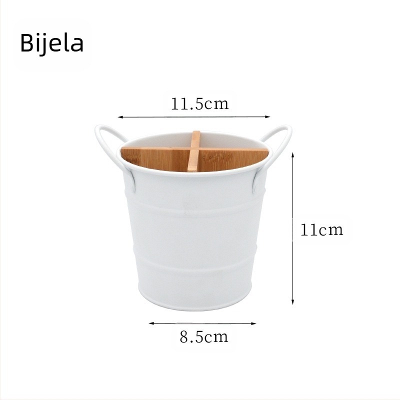 Stojak za štapiće od nehrđajućeg čelika, cilindričnog oblika s podijeljivačem, otvoreni vrh, kuhinjski organizator