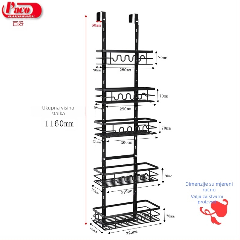 Torba za pohranu na vratima s mrežom – ugljen čelik, moderna minimalistička stil, oblik: držač za vrata, način vješanja: kuka, brend All the best